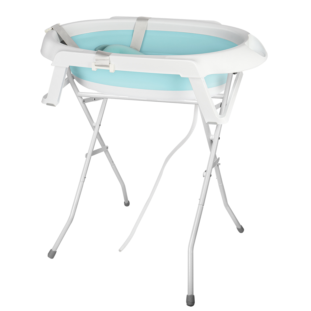 DazHom Babybadewanne mit Ständer,Faltbar Badewanne Baby für Baby 0-12 Jahre und Neue Mutter,Neugeborene Babybadewanne 66x61x82cm Blau 584226