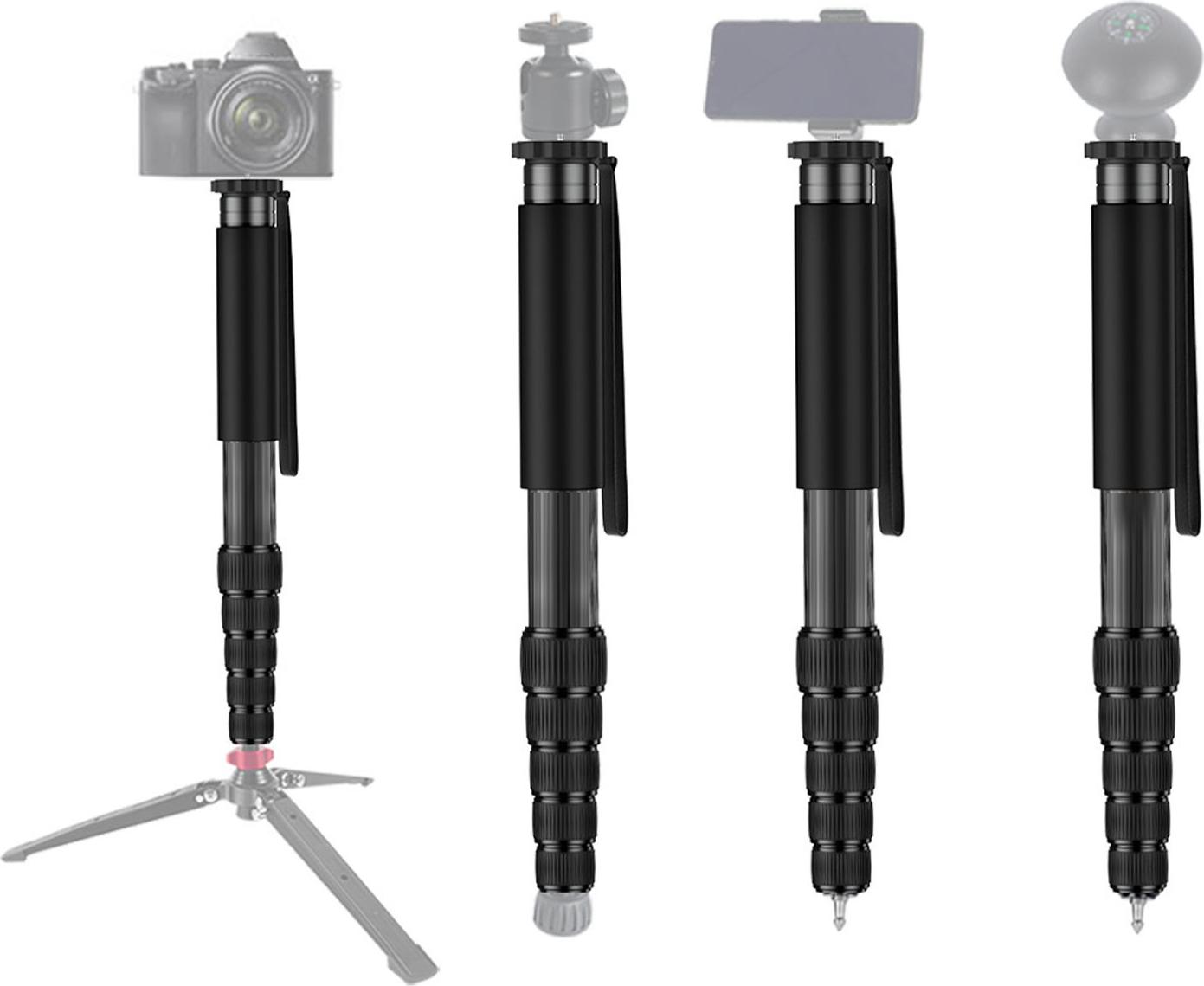 Gistuch Kohlefaser-Einbeinstativ, 6 Abschnitte, Teleskop-Spiegelreflexkamera für Outdoor-Reisefotografie, Bergsteigen