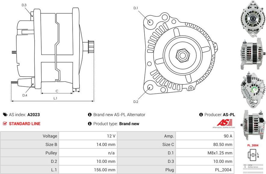 As-pl Lichtmaschine Patrol GR Terrano 3.0D A2023