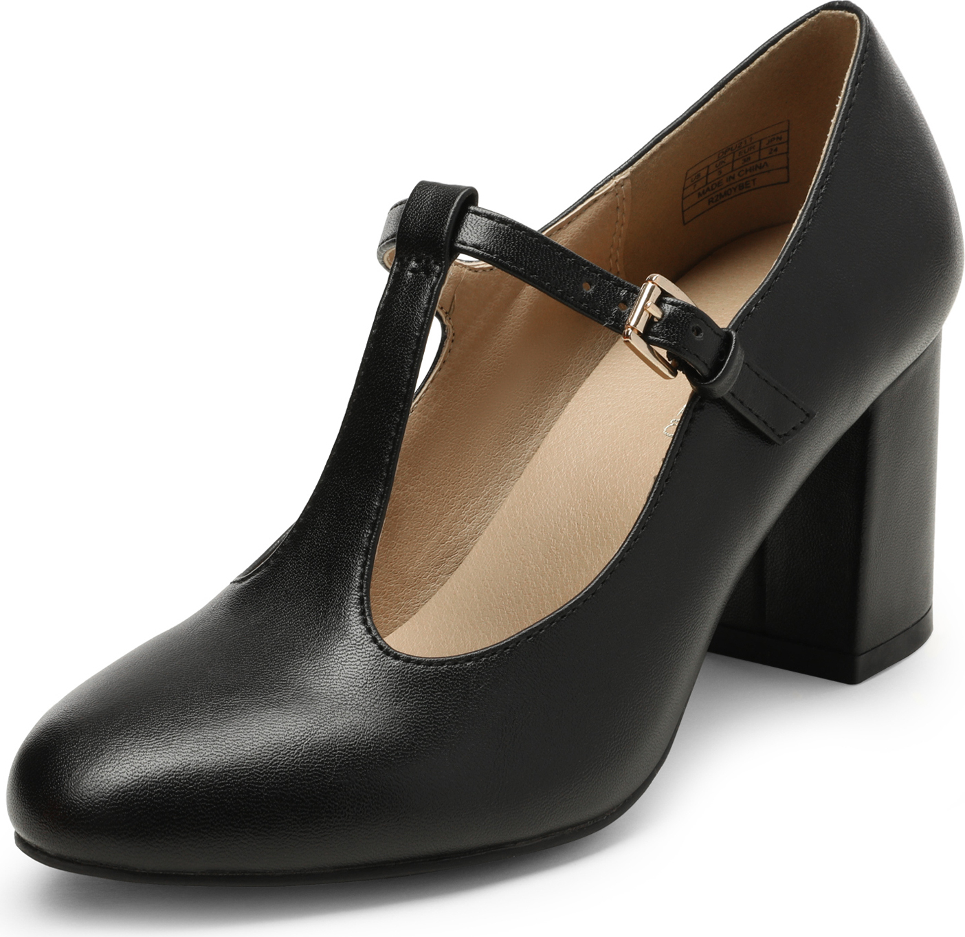 DREAM PAIRS Mary Jane Pumps mit T-Riemen, Hochzeitsschuhe für Damen,Size 38.5,Schwarz/Pu,DPU211