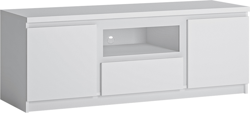 Wohnzimmer TV Lowboard in weiß FORTALEZA-129, B/H/T ca. 135,4/51,1/45 cm