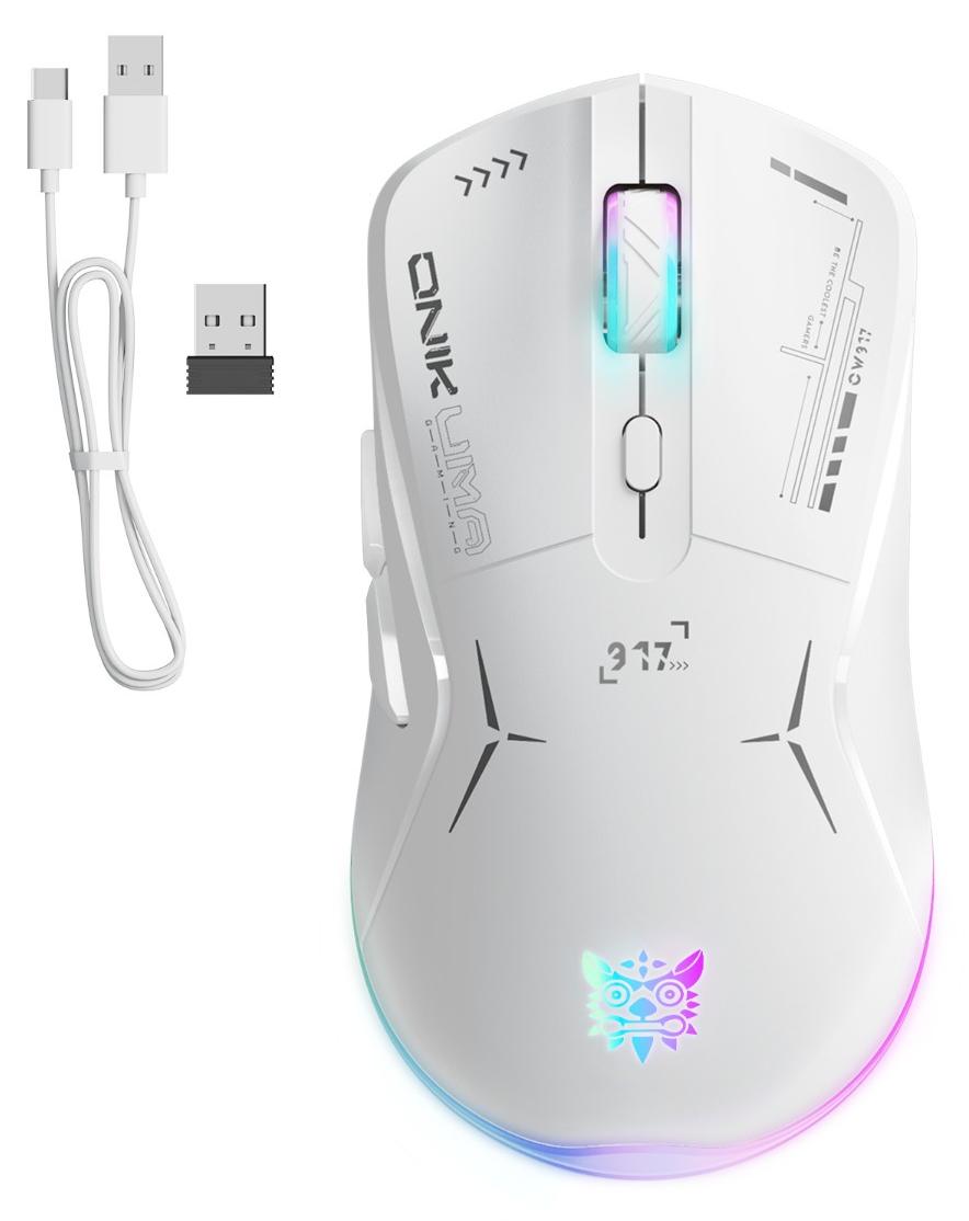 INF USB RGB Gamingmaus Dual-Mode 2.4G/USB ABS 12.6x6.7x4cm 6 Tasten Weiß 416567
