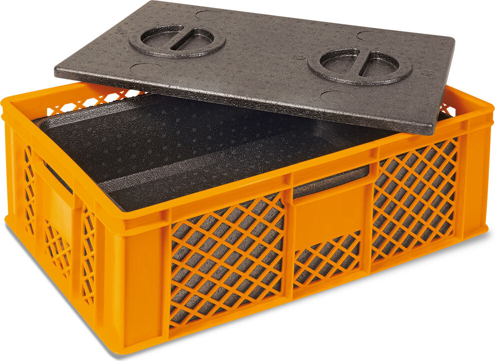 BRB Lagertechnik Stapelkorb mit EPP-Isolierbox, LxBxH 600 x 400 x 240 mm, orange 24614