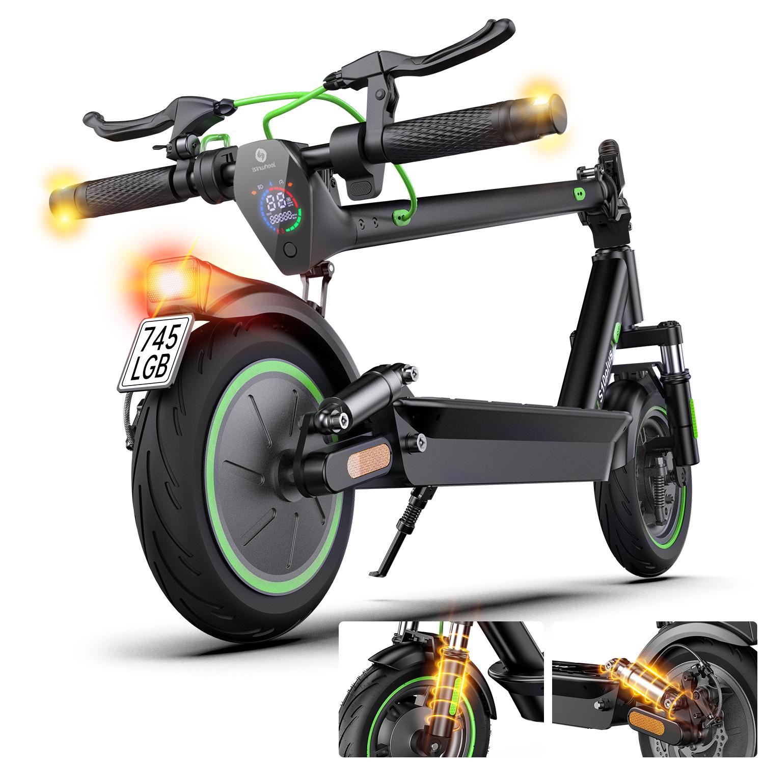 E Scooter mit Straßenzulassung 15Ah Max 60KM Reichweite E-Scooter mit Blinker, 10 Zoll Elektroroller mit Dämpfung und APP, Faltbarer Scooter bis 120Kg