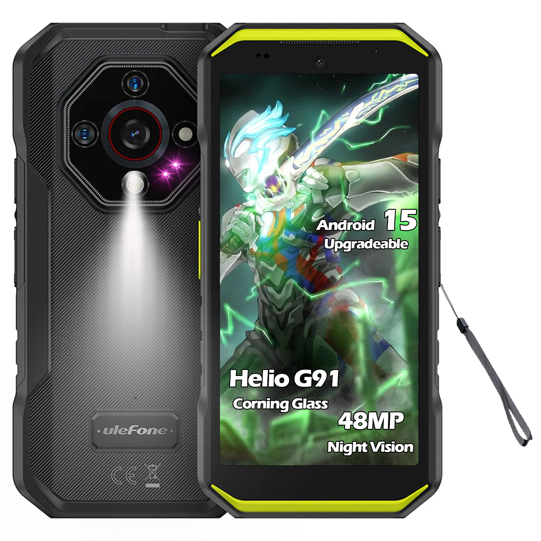 Ulefone Armor X32 Outdoorový mobilný telefón MTK G91, 48MP + 20MP Nočné videnie 12GB + 128GB 5,65" Corning Glass s baterkou Stavebný mobilný telefón GPS NFC, zelený