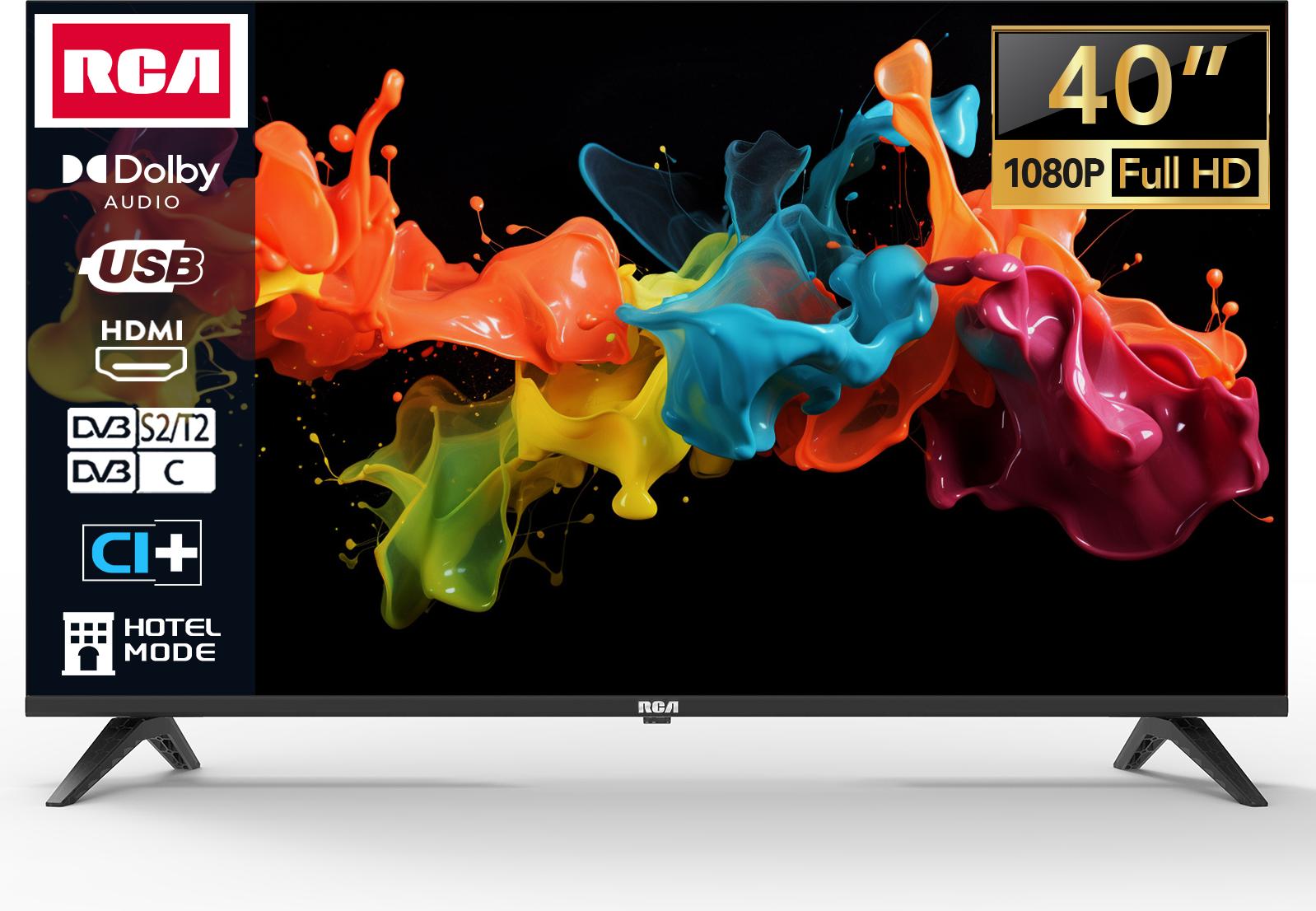 RCA Standard TV - LED Full HD - 40 palcov/102 cm - bezrámový dizajn - trojitý tuner DVB-T/T2/S/S2/C - HDMI x3, USB x2, CI+ - hotelový režim - vyrobené v Eindhovene - NRB40FQ1