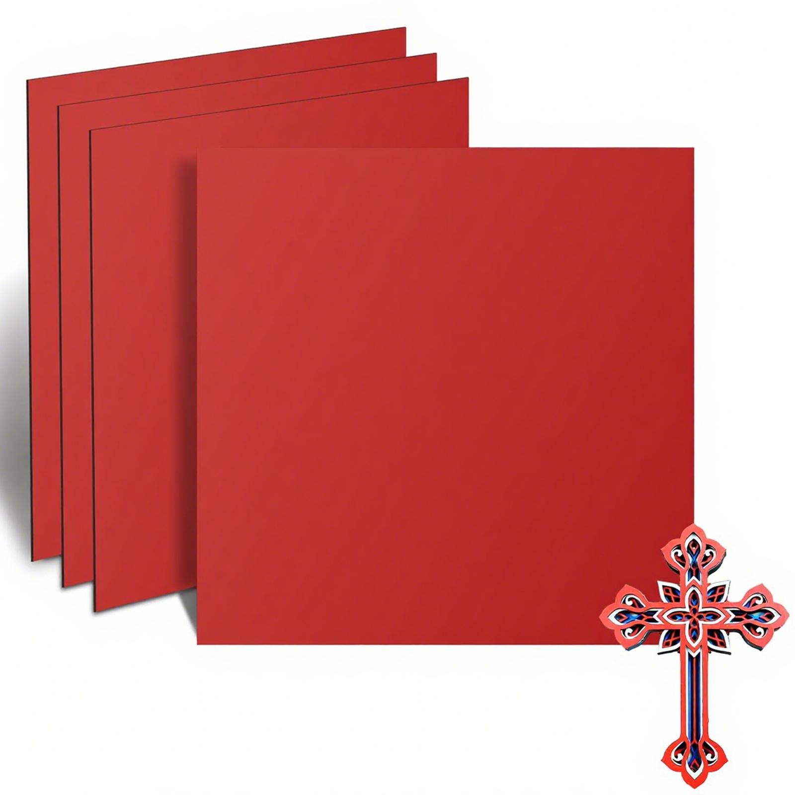 ATOMSTACK Laser Farbige Sperrholzplatte Linde Holz –4 Stück 30x30x3cm, Unbehandeltes Holzplatte für Schneiden & Gravieren, DIY & Handwerksprojekte-Rot