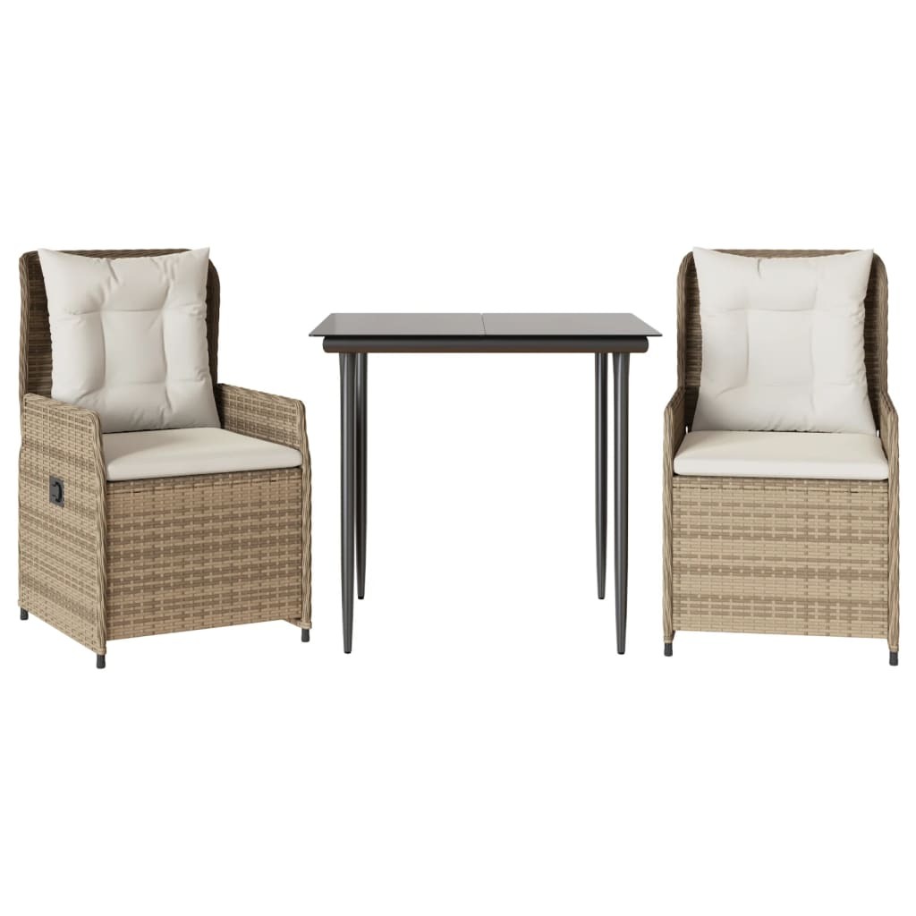 Syfax 3-tlg. Garten-Essgruppe mit Kissen Beige Poly Rattan 4713262882