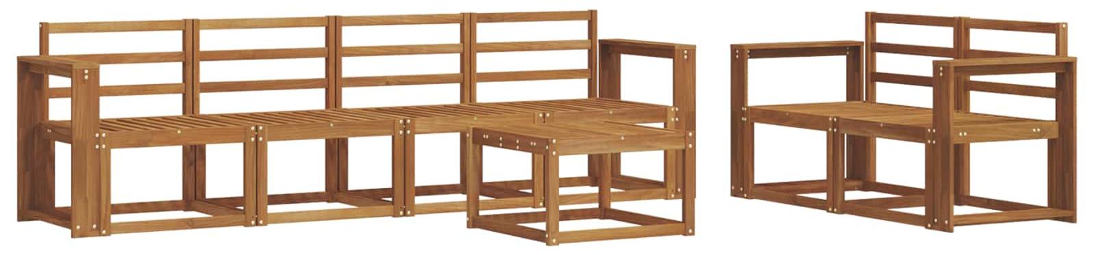 vidaXL Outdoor-Sofagarnitur 7 pcs Natur Massivholz Akazie 3366047