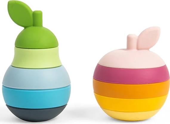 BigJigs Stapelspielzeug Silikon Apfel und Birne - Montessori Baby Beißspielzeug 35047