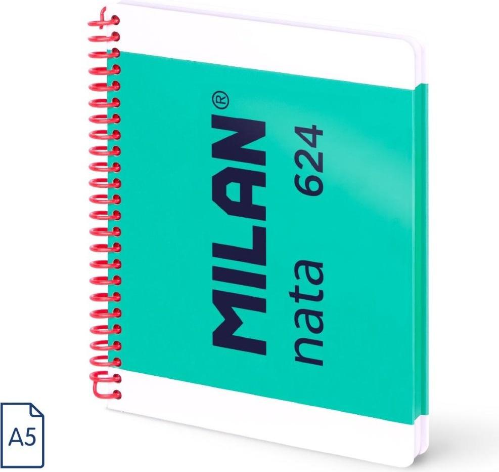 Spiralheft A5/80 Blatt, 19-mm-Linienabstand, grün, MILAN