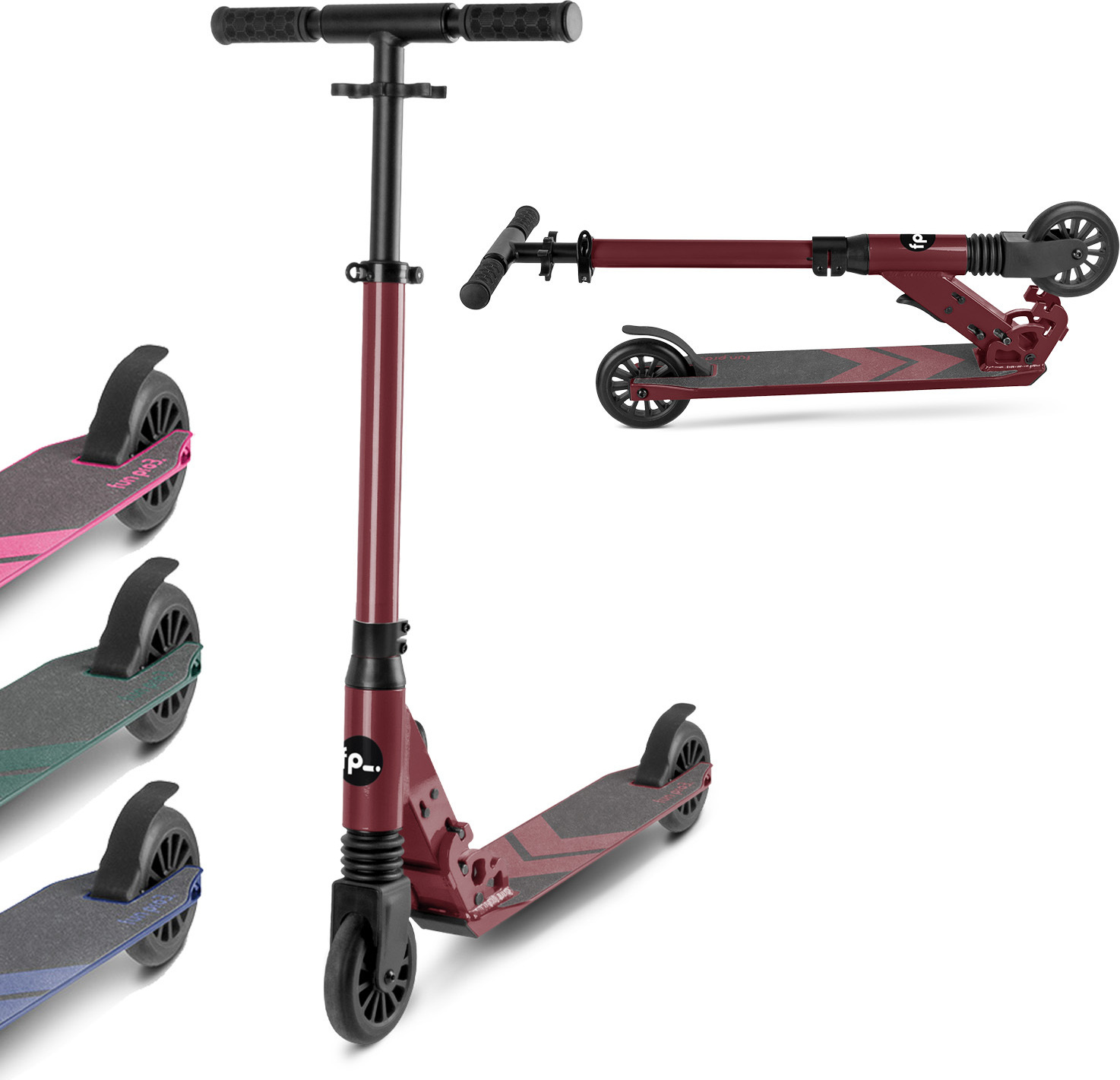 fun pro Premium Roller, Scooter Kinder, Roller Kinder 6-18 Jahre - Kickscooter, Tretroller, Cityroller, Faltbar Roller Erwachsene - LED Räder optional roller erwachsene fp-3n-kar