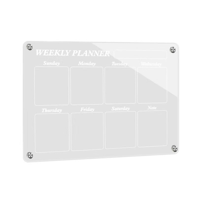 INF Magnetická tabuľa na suché mazanie do chladničky, opakovane použiteľný magnetický plánovač týždňa Transparent
