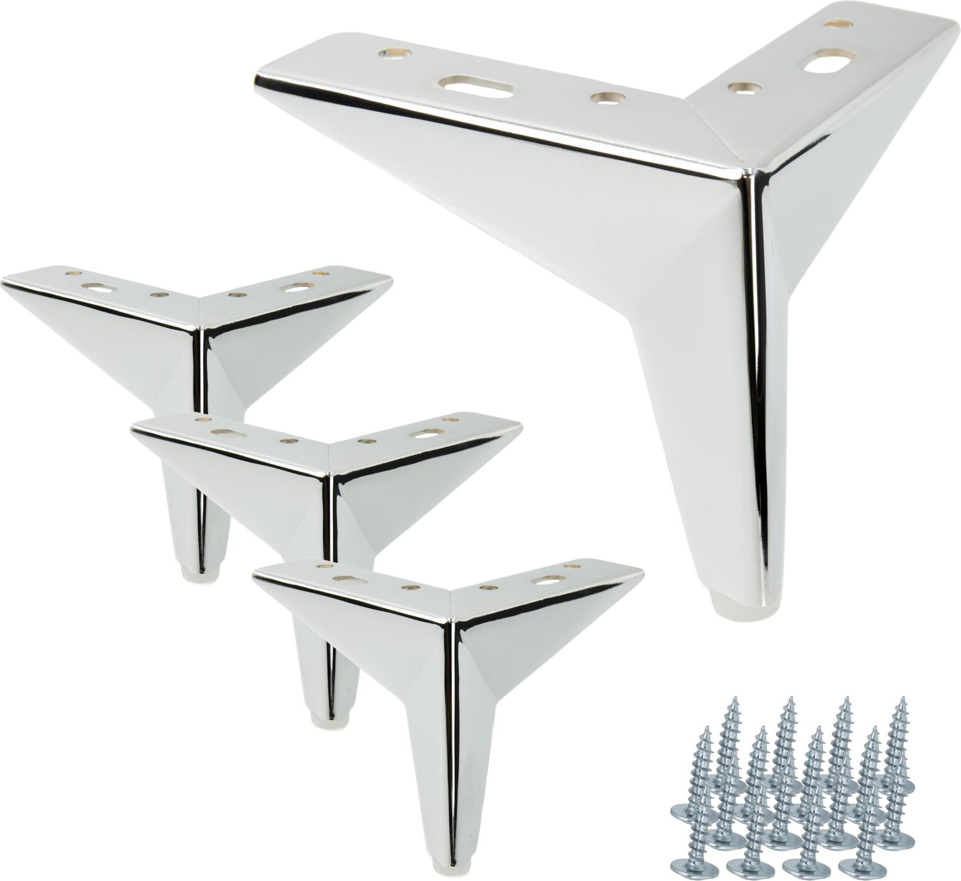 B & B 4er Set Möbelbeine Stern, Edelstahl Chrom, Höhe 10 cm, modernes Design, inkludierte Schrauben für einfache Montage Z4 N101 H100 SR