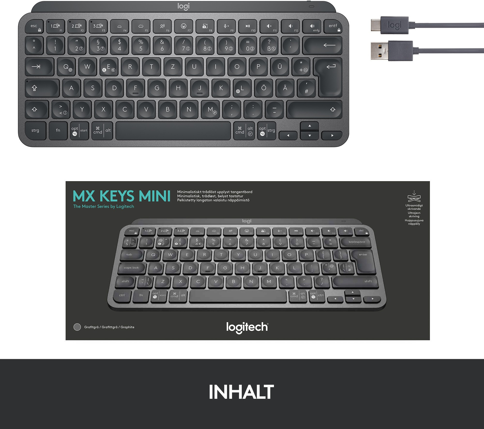Tastiera Meccanica Logitech MX Keys Combo Layout QWERTY Italiano Retroilluminata Bluetooth