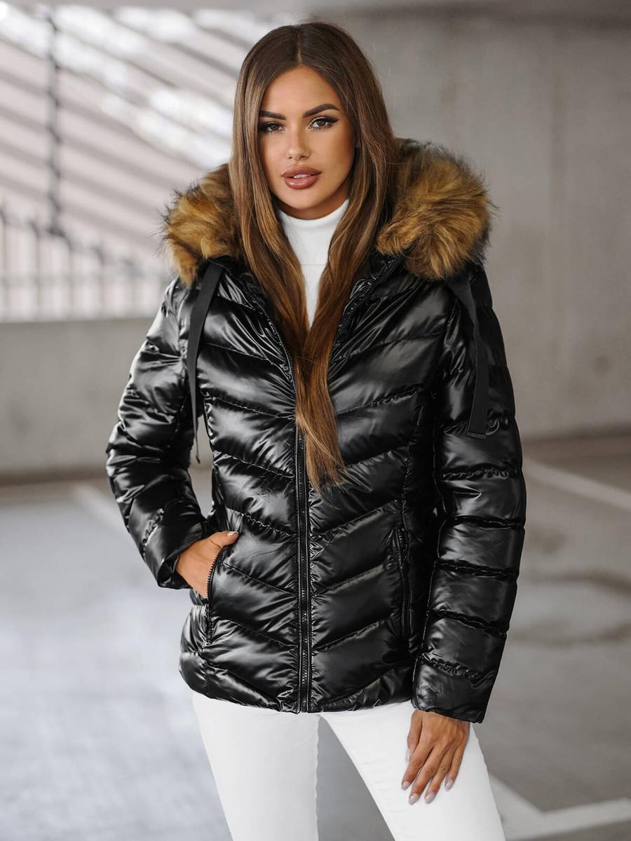 Damen Winterjacke Schwarz-Braun OZONEE JS/5M3138/392BZ XL