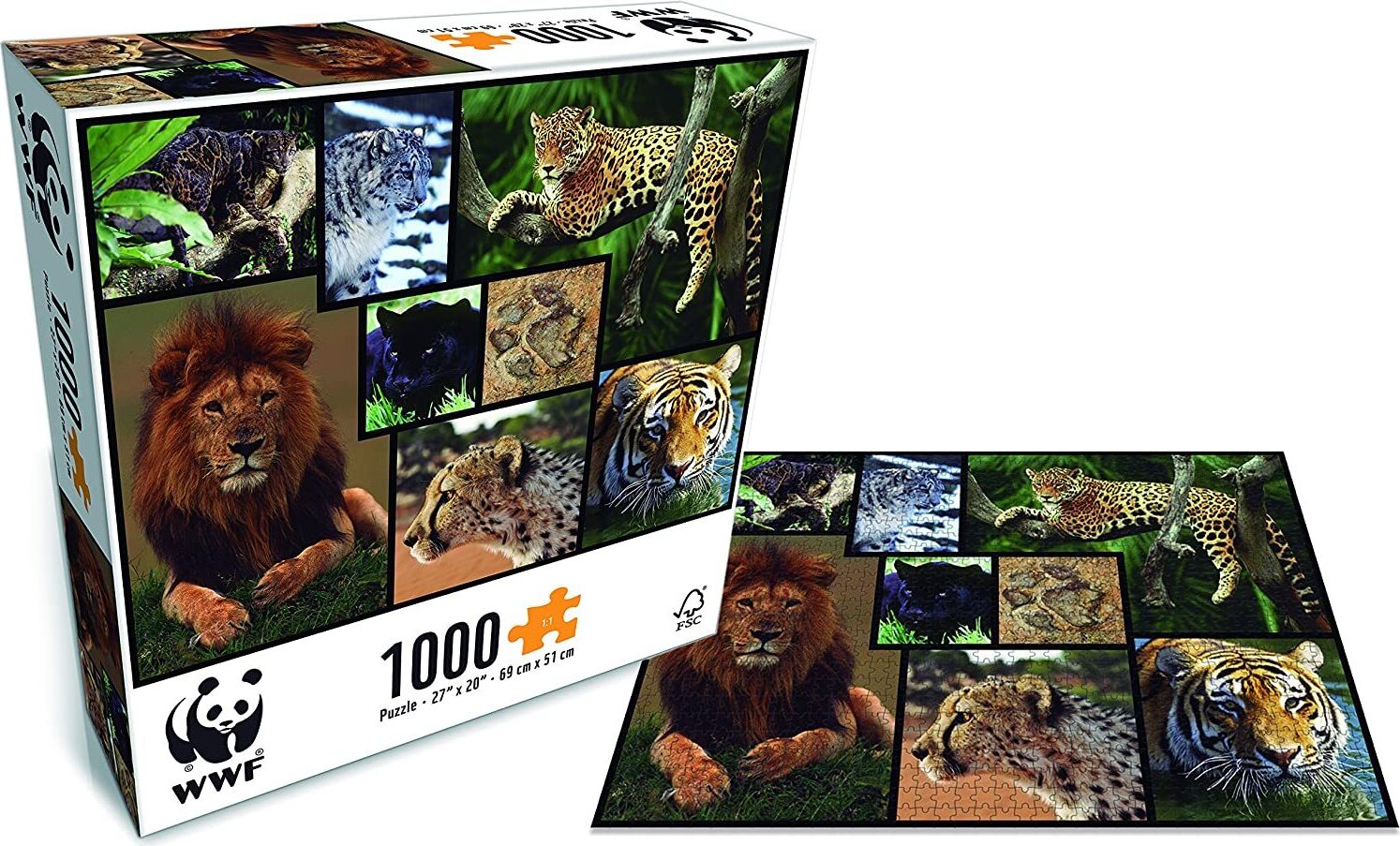 WWF Puzzle Wildkatzen (1000 Teile) Puzzel Großatzen Raubtiere Löwe Tiger Tierschutz