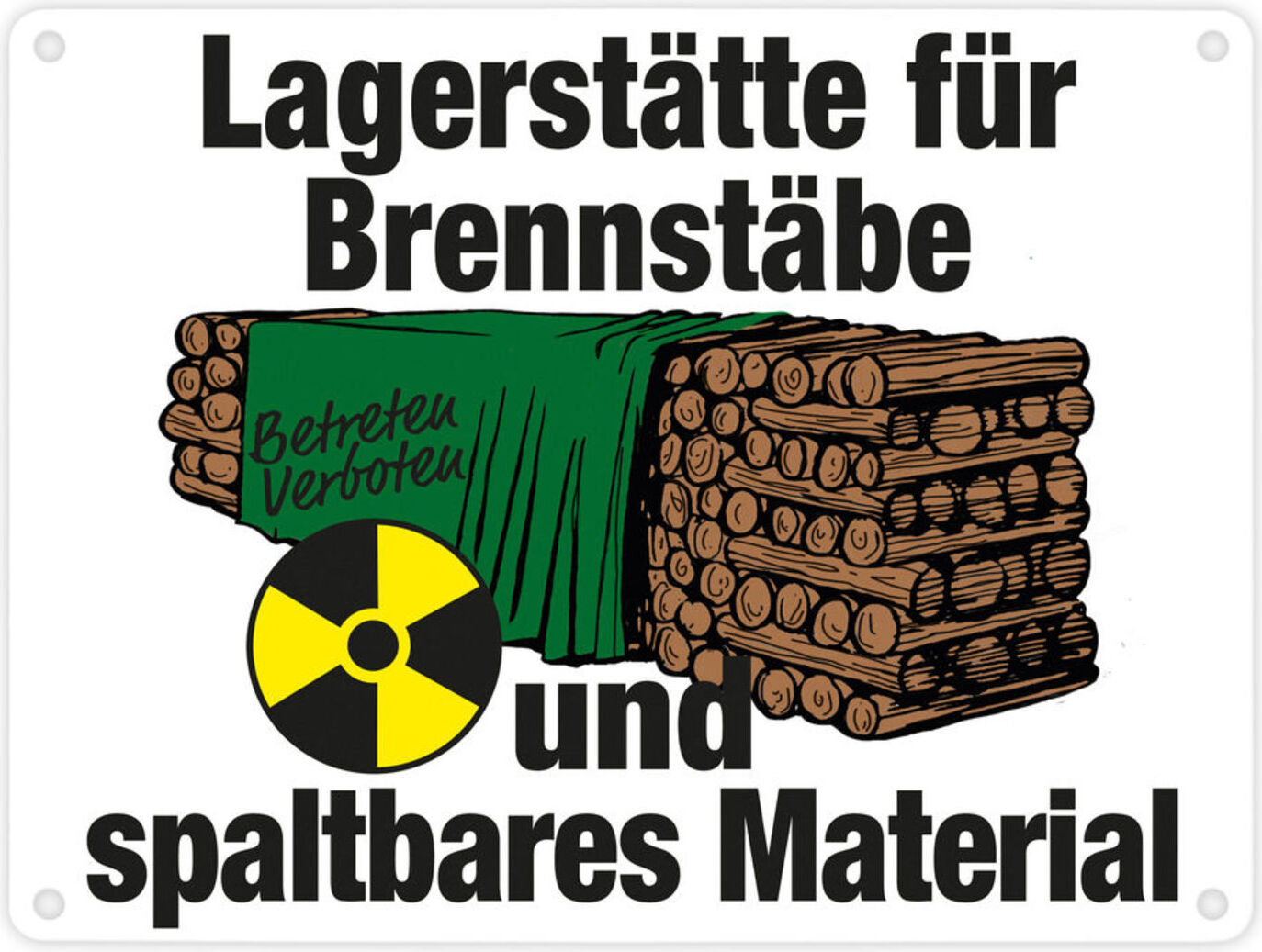 speecheese Lagerstätte für Brennstäbe - Brennholzlager Metallschild in 15x20 cm in Weiß