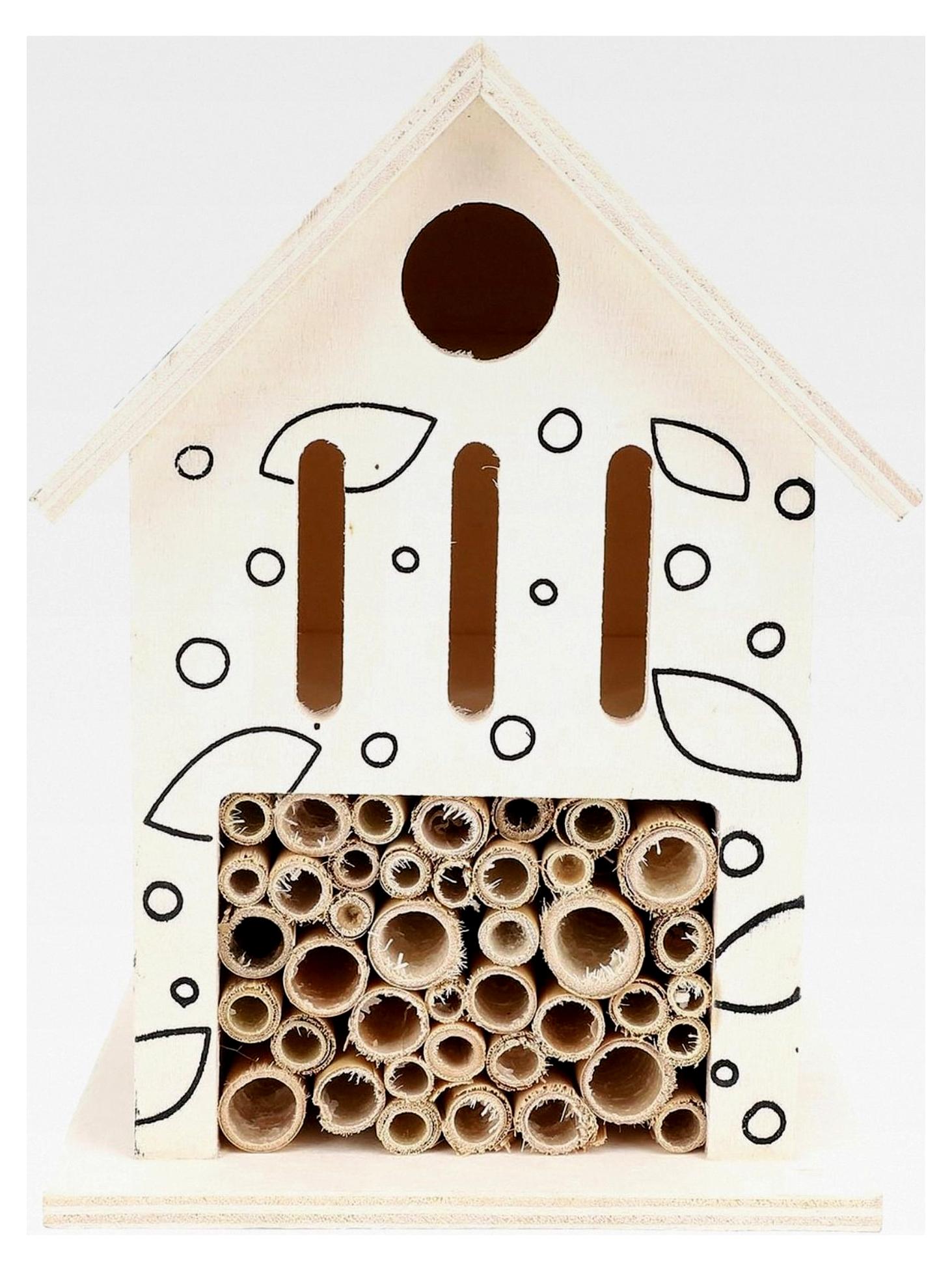 Markenlos Bienenhaus aus Holz: Bienenhotel zieht sanfte Bestäuberbienen in Ihren Garten. Sicheres Bienenhaus aus Holz für Solitärbienen.