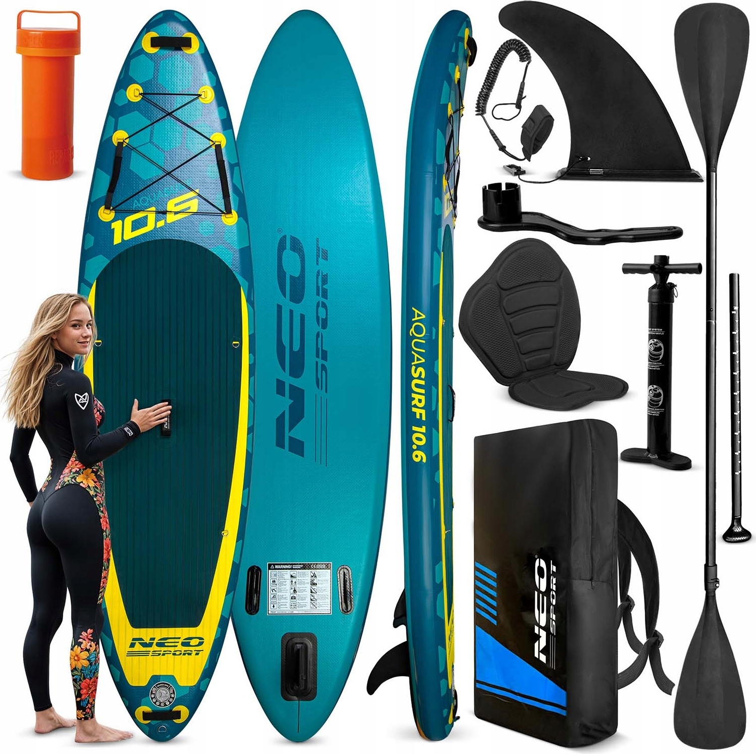 Sup Aquasurf Board 320X84X15 Cm - Set: Pumpa, Pádlo, Sitzrucksack