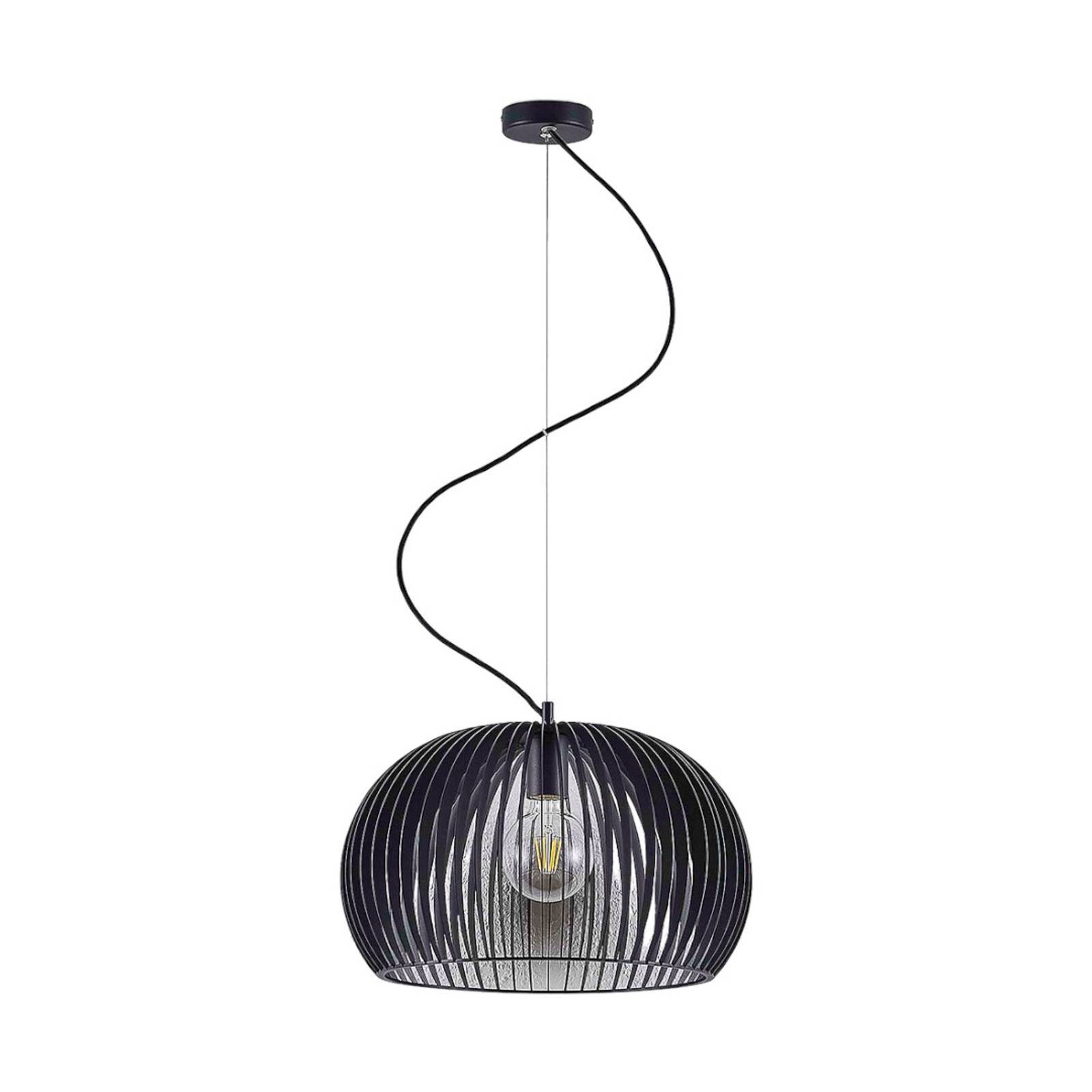 Lindby Pendellampe Jusra, schwarz, Metall, Ø 42 cm, E27 9624144