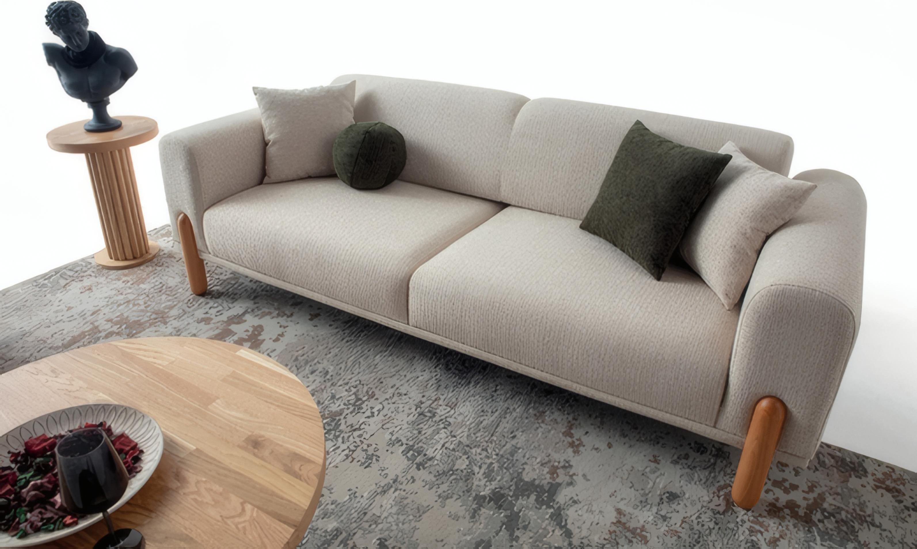 AEA Dreisitziges Sofa aus weißem Stoff im modernen Stil für stilvolles Wohnen