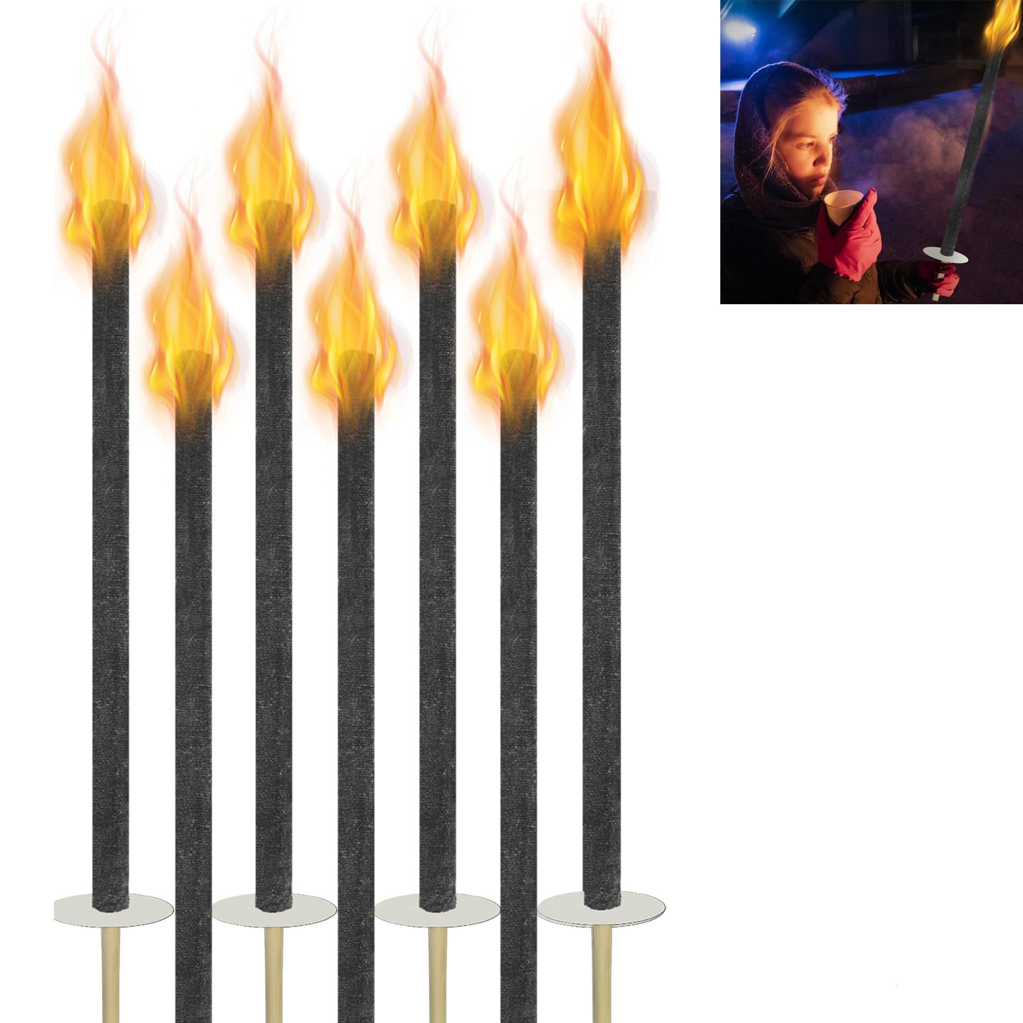 LZQ 200 Stück Wachsfackeln Fackeln Brennzeit 100 min mit Handschutz Extra Langem Griff für Garten
