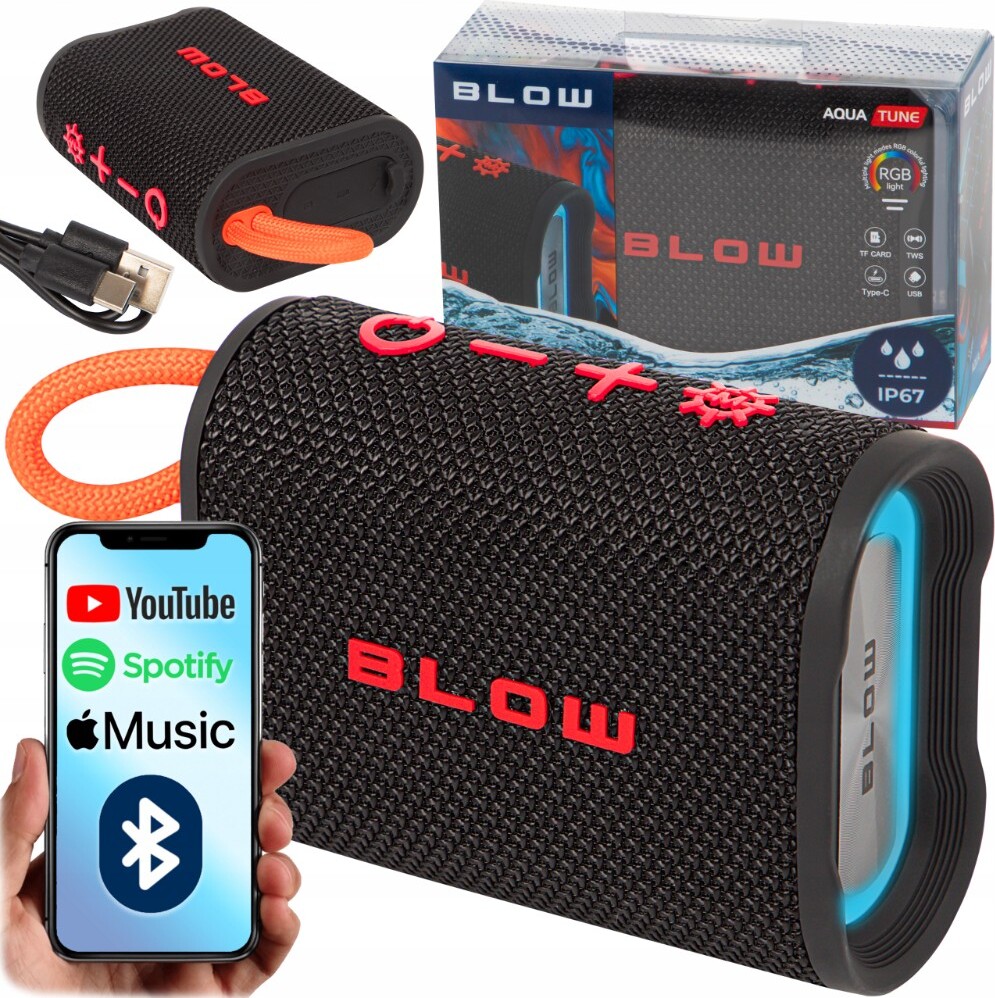 Bluetooth Lautsprecher Blasen Aqua Tune Ip67 5W Tws Led Rgb Radio Fm 8000Mah Usb-C