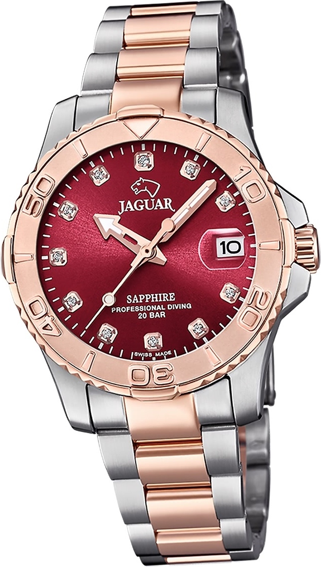 Dámske hodinky Jaguar z nehrdzavejúcej ocele strieborné ružové zlato Náramkové hodinky Jaguar Pro Diver D2UJ871/6