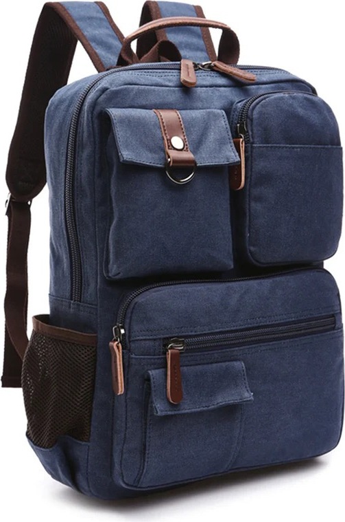 D-IDEAZ Herren Business Laptop Bag Studenten Multi-Taschen Rucksack outdoor Reise Daypack Atmungsaktiv Schultasche (Blau) 8678-02