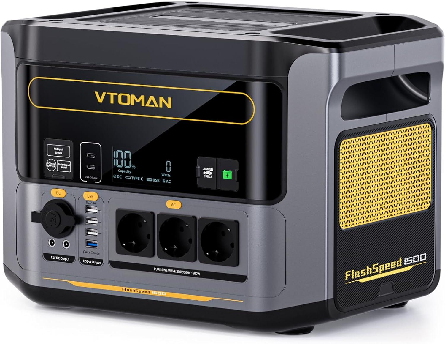 VTOMAN FlashSpeed 1500 Powerstation 1548Wh/1500W, LiFePO4, 1h Schnellladung, USV