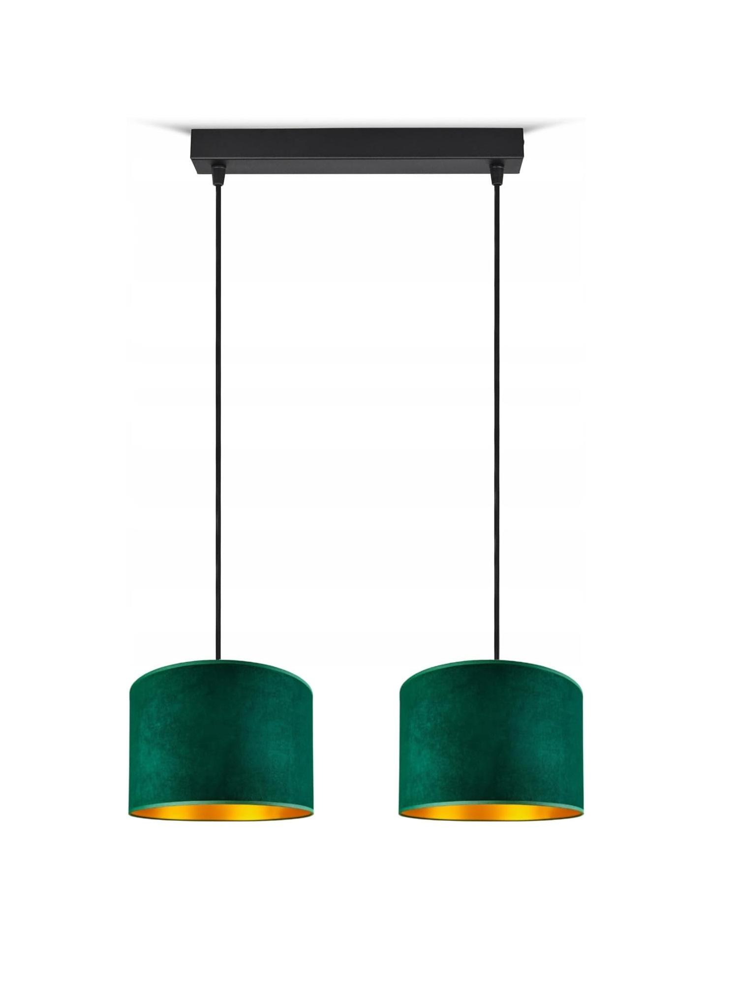 FKL DESIGN Home Deco Deckenlampe Grün Lampe Leuchte aus Velours Vintage Modern E27 Designerlauchte 2-flammig N230-H2-G