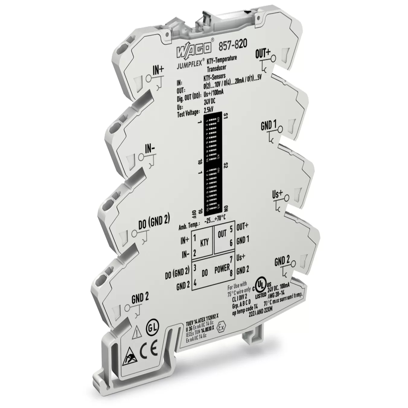 WAGO JUMPFLEX -Messumformer KTY- 857-820 Messumformer Eingangssignal: KTY-