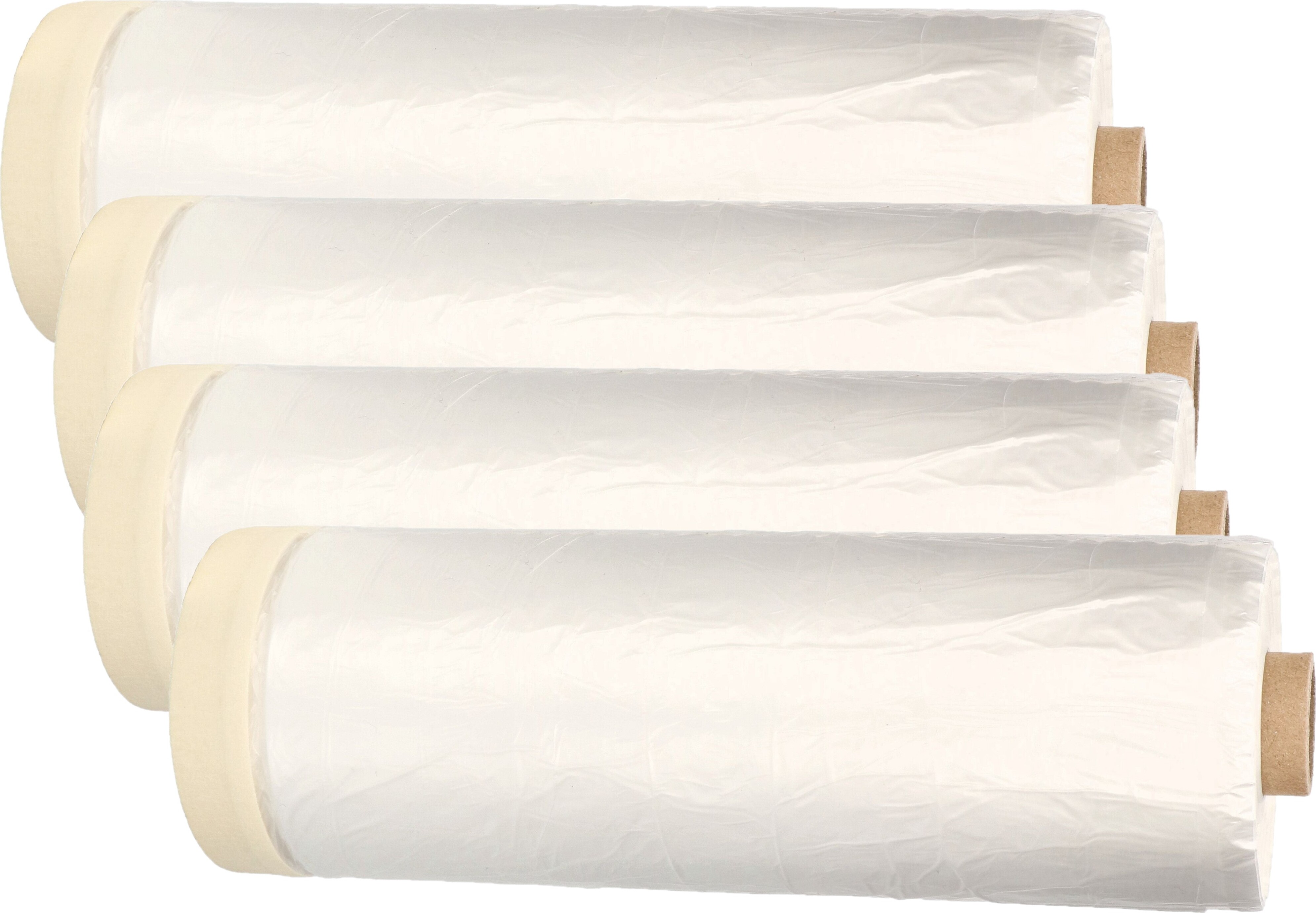 KOTARBAU® 4er Set Abdeckfolie mit Klebeband 195mm x 33m für Maler- und Renovierungsarbeiten