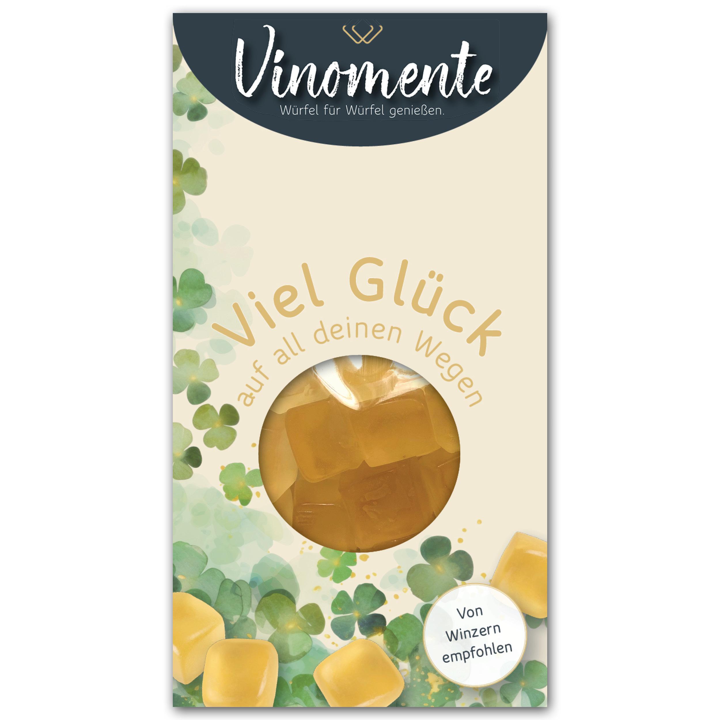 W&S Wine & Sweets GmbH Viel Glück - Weißwein-Weingummi, Mini, 60g - Weingeschenk, Gastgeschenk, Mitbringsel 0203060202