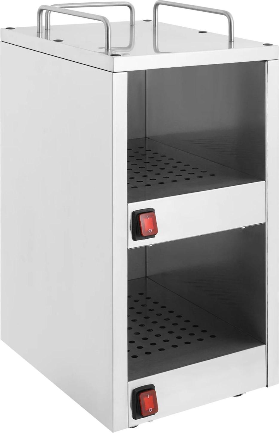 Tassen- und Tellerwärmer - Elektrischer Wärmeschrank - 2 Ebenen - Edelstahl - Für gewerblichen Einsatz