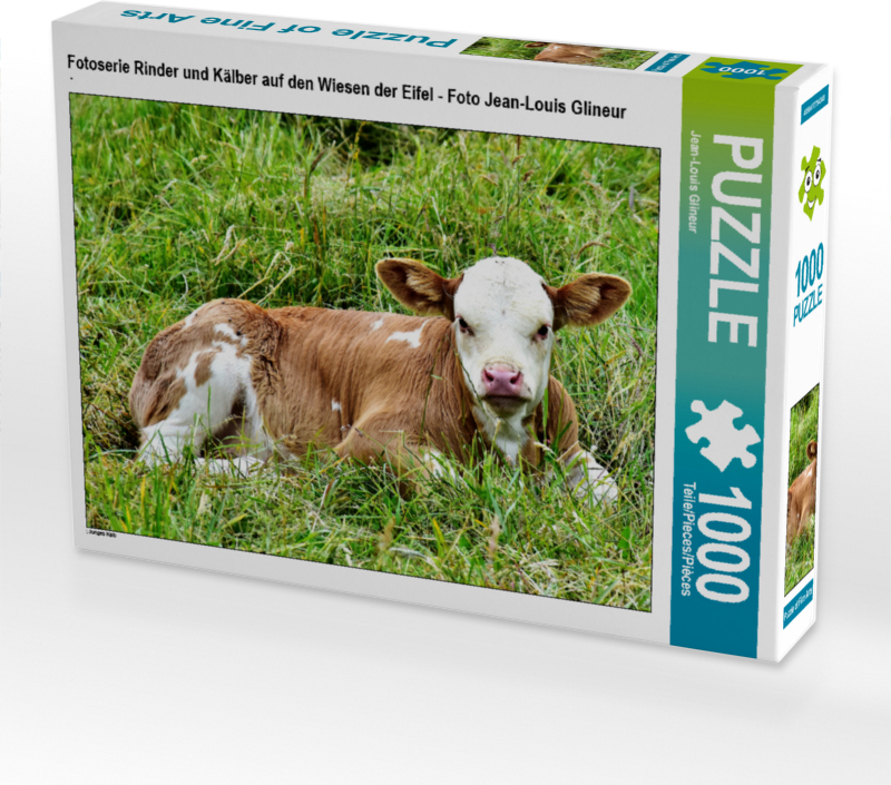 CALVENDO Puzzle Fotoserie Rinder und Kälber auf den Wiesen der Eifel - Foto Jean-Louis Glineur | 1000 Teile Lege-Größe 64x48cm Foto-Puzzle für glückliche Stunden