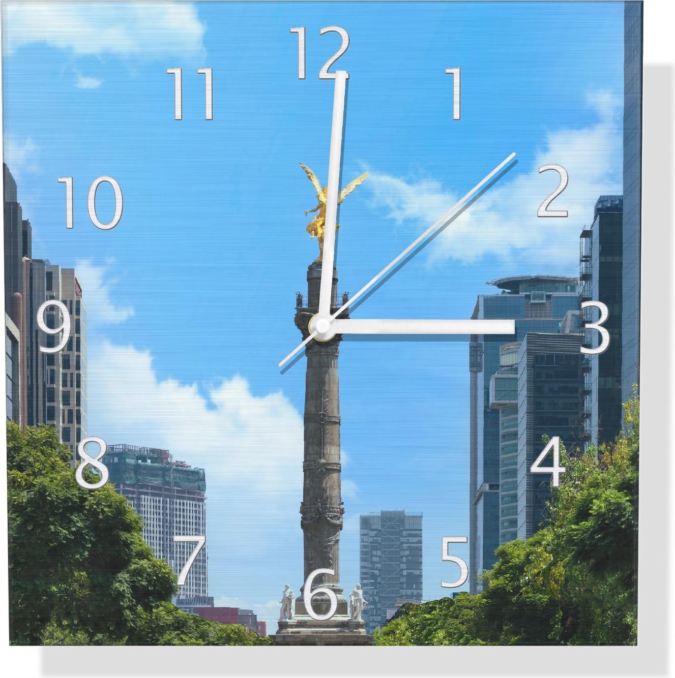 Wallario Design Wanduhr Engel der Unabhängigkeit aus Aluverbund, Größe 30 x 30 cm udi5881-3030