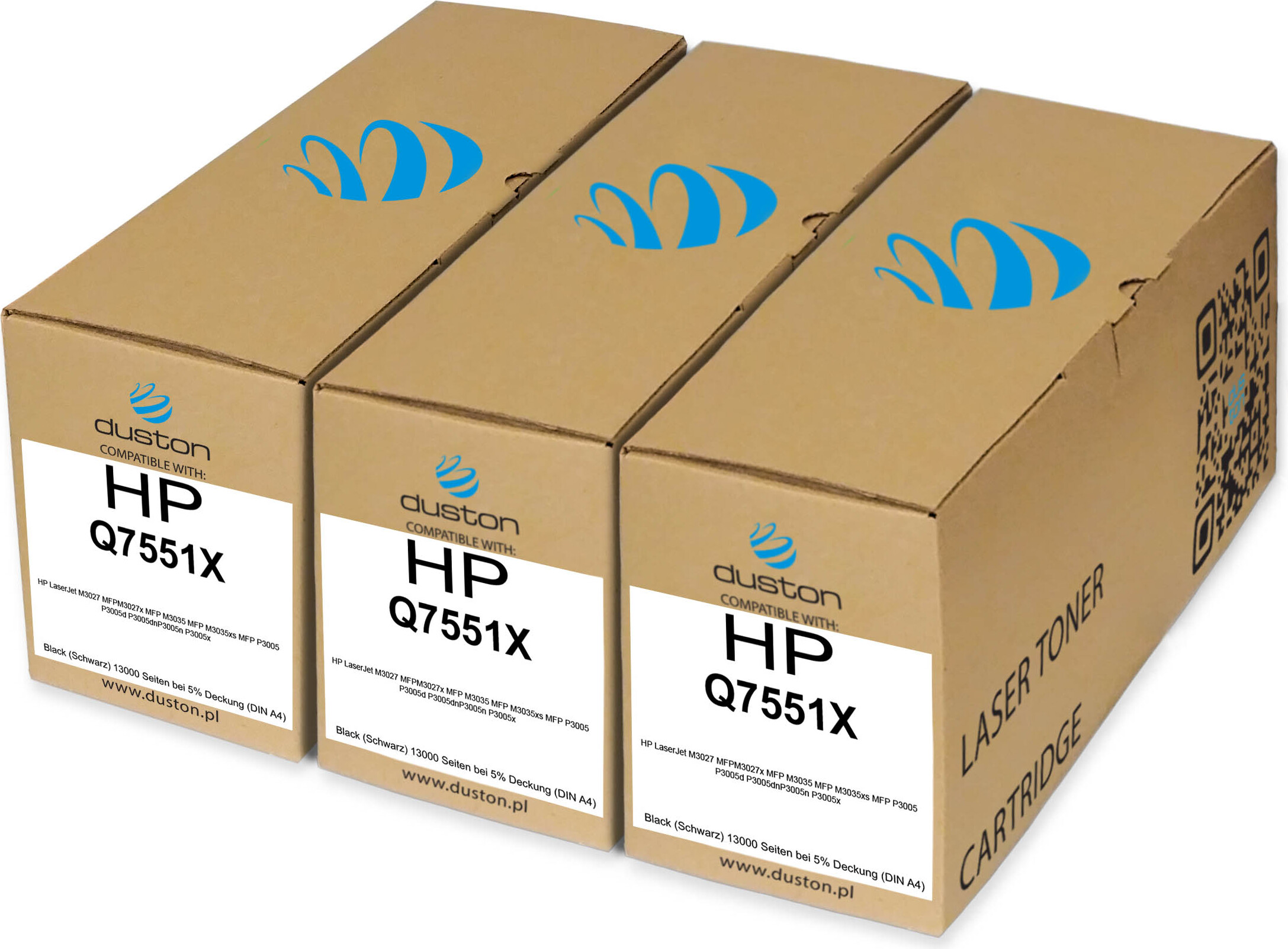 3x Q7551X, 51X Tonerová tlačová kazeta čierna kompatibilná s HP LaserJet M3027 MFPM3027x MFP M3035 MFP M3035xs MFP P3005 P3005d P3005dnP3005n P3005x
