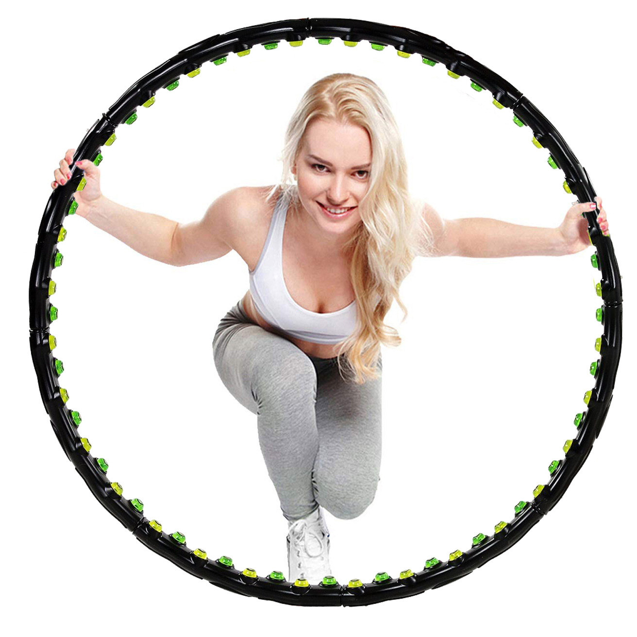 \88/98cm Hula Hoop Fitness Reifen Massagenoppen Magnete 1KG 