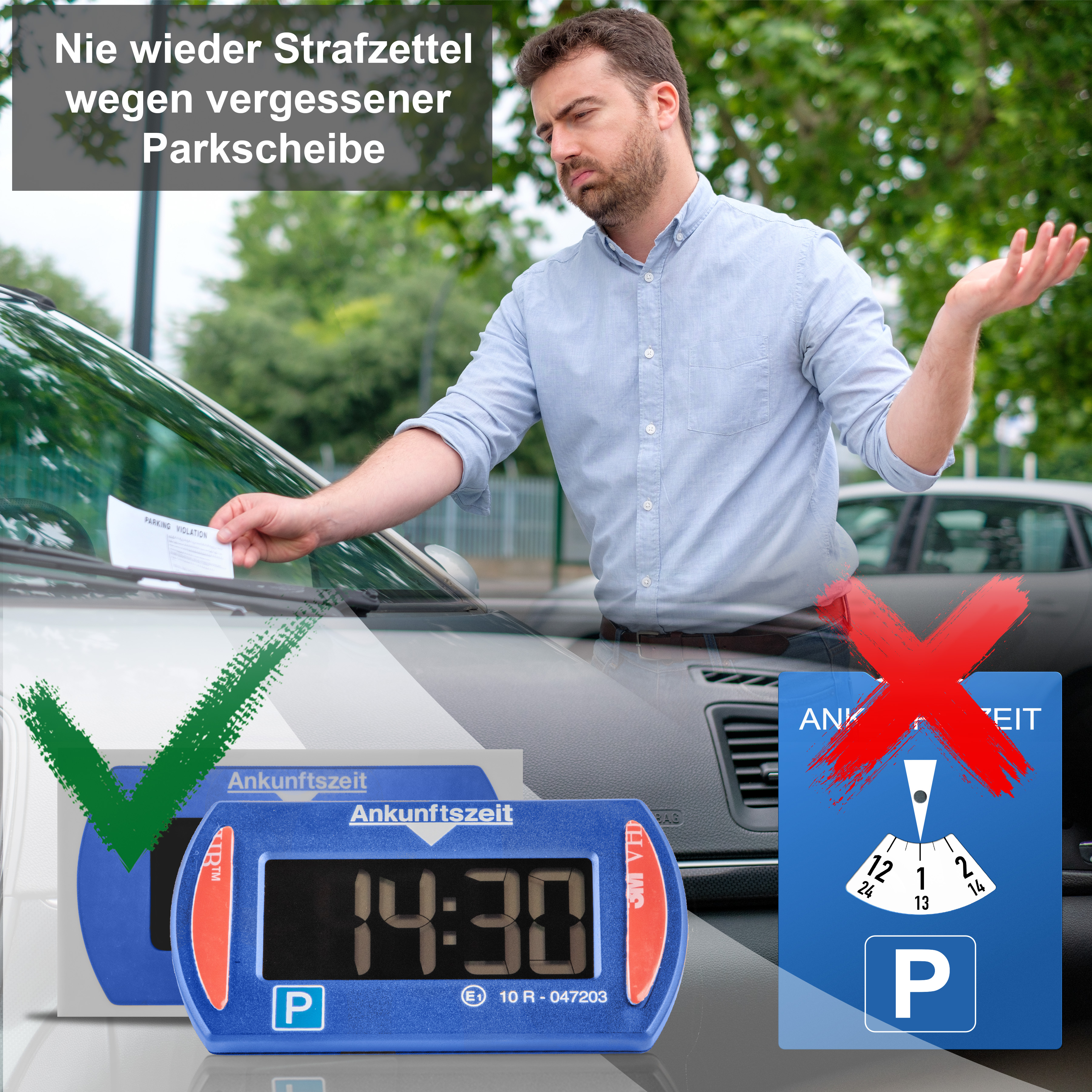 2X Needit Park Mini Blau elektronische Parkscheibe Digitale Parkuhr mit  offizieller Zulassung des Kraftfahrtbundesamtes 2er Sparset