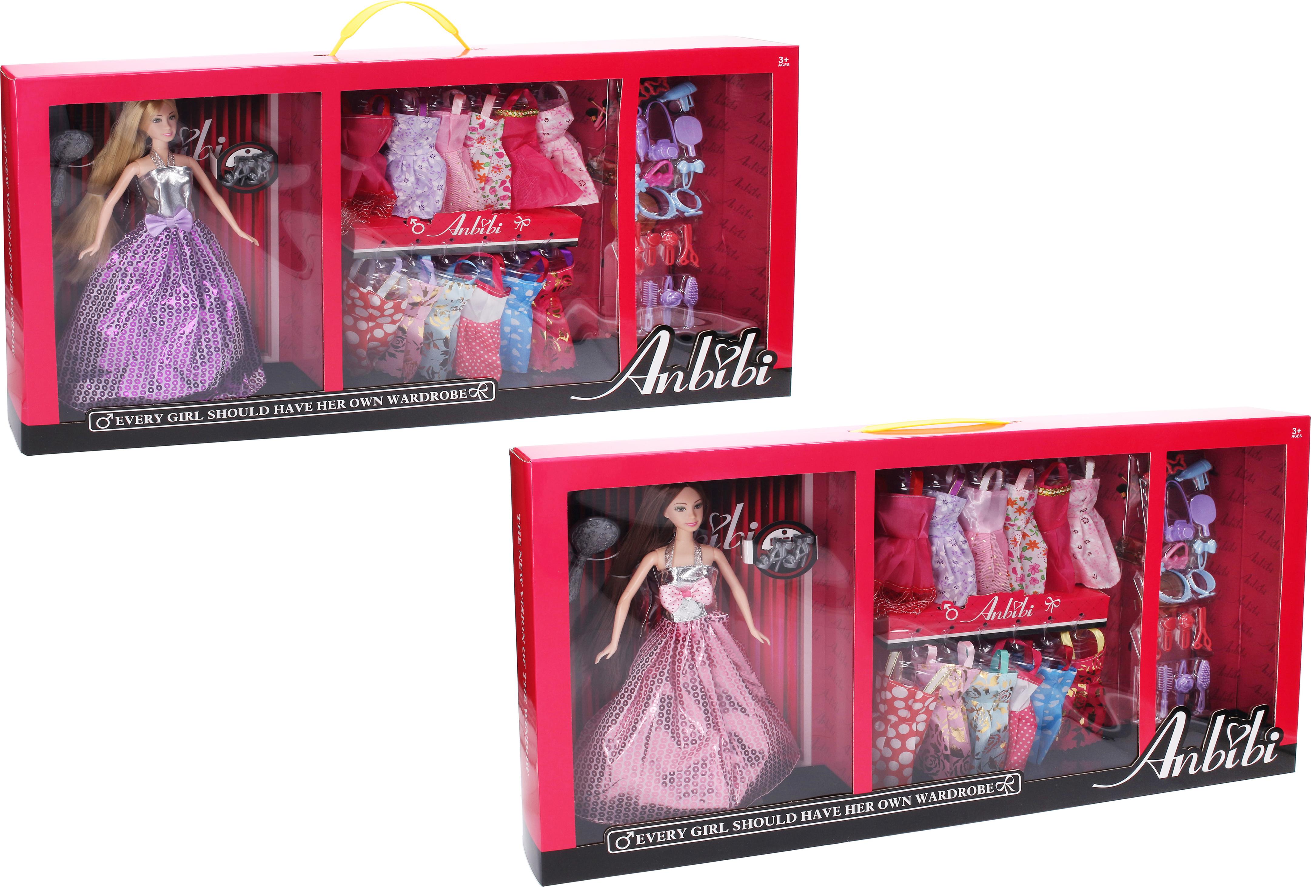 Wiky Puppe mit Kleiderschrank 30 cm 12 Kleider