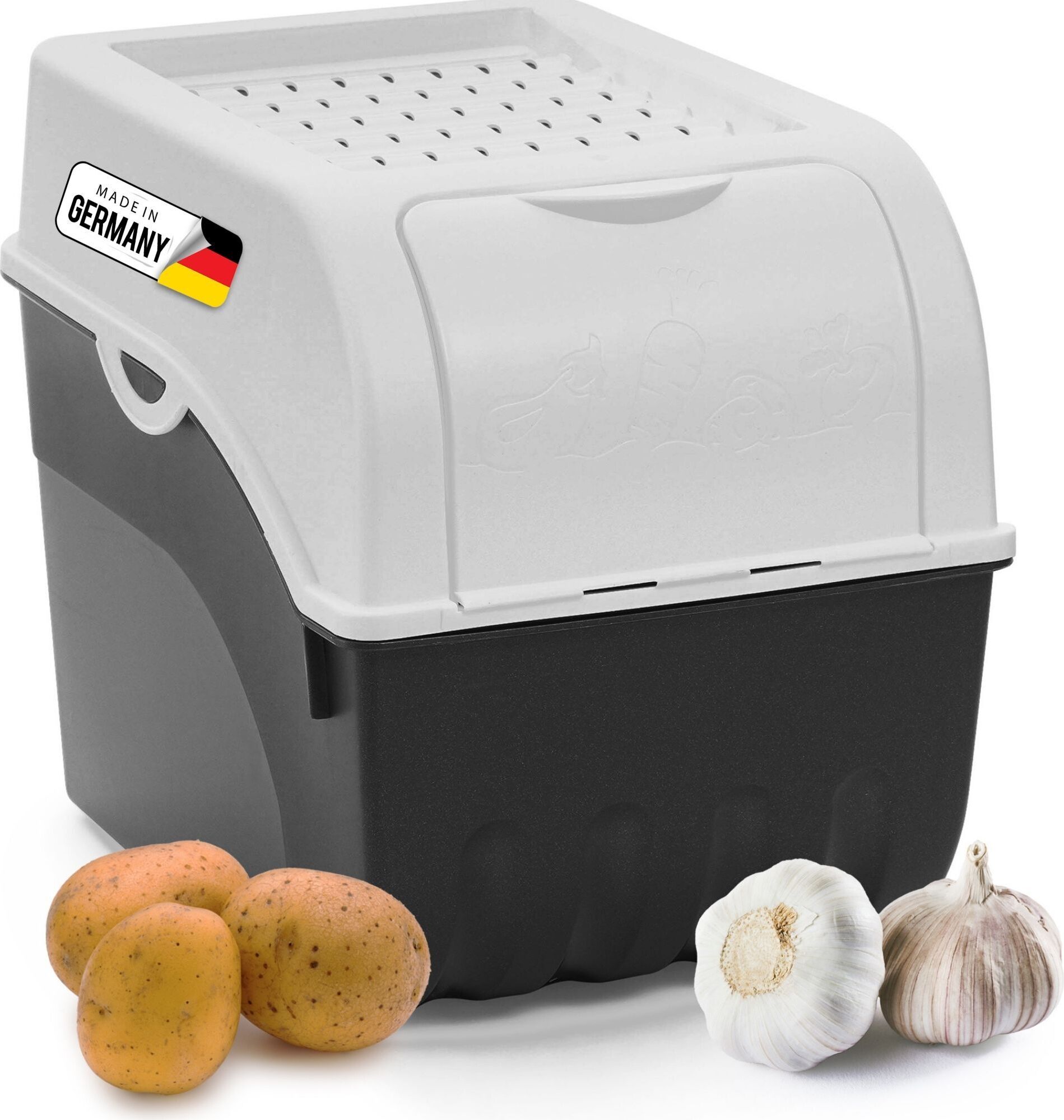 Novaliv 1x Groß 9l Kartoffelhorde weiß Kartoffelbehälter Kartoffelbeutel Kartoffeleimer Kartoffeldose