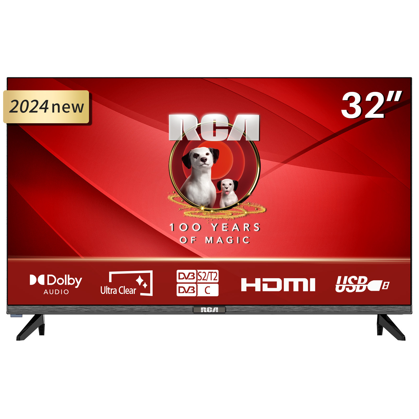 RCA E32-RH1.Q1L 32-palcový HD LED televízor | Bezrámčekový | 2x HDMI 2x USB | Trojitý tuner DVB-T/T2/S/S2/C | Multimediálny prehrávač USB