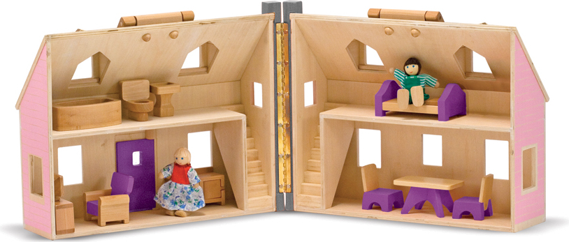 Puppenhaus - Fold and Go mit 4 Puppen und Holz von Melissa & Doug 13701