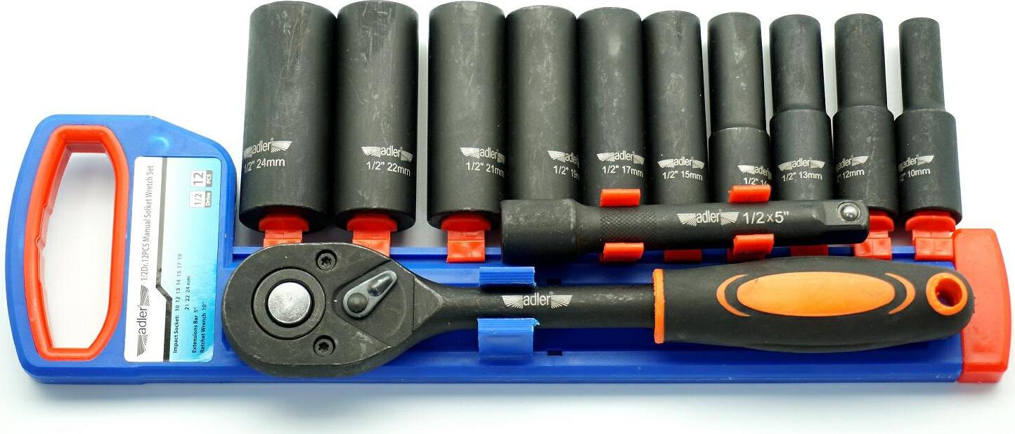 Adler Set 1/2" Ratsche+Lange Schlageinsätze 12Sp.