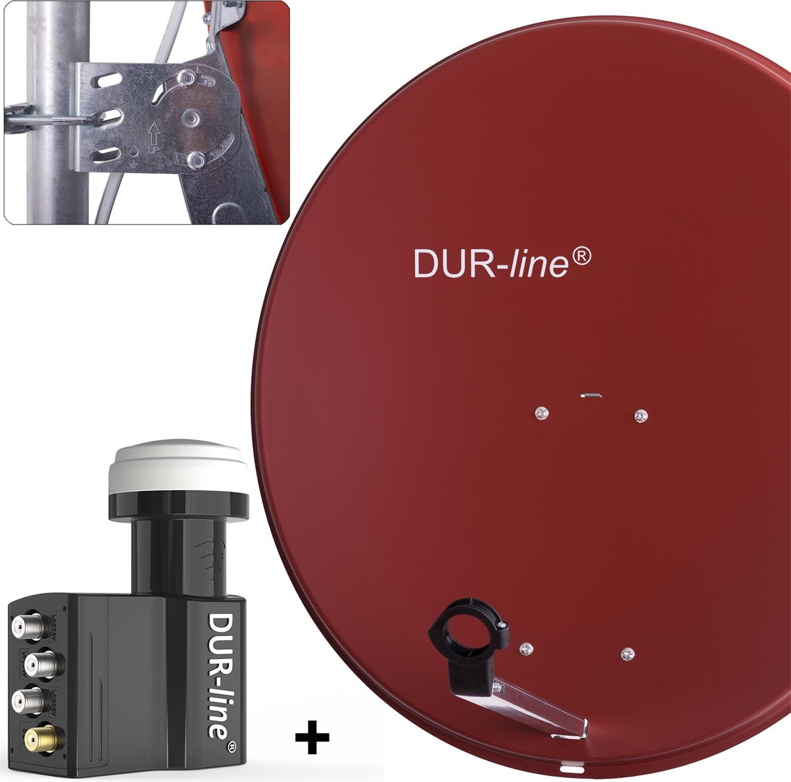 DUR-line MDA 80 Satellitenschüssel rot + Unicable LNB UK 104 12197