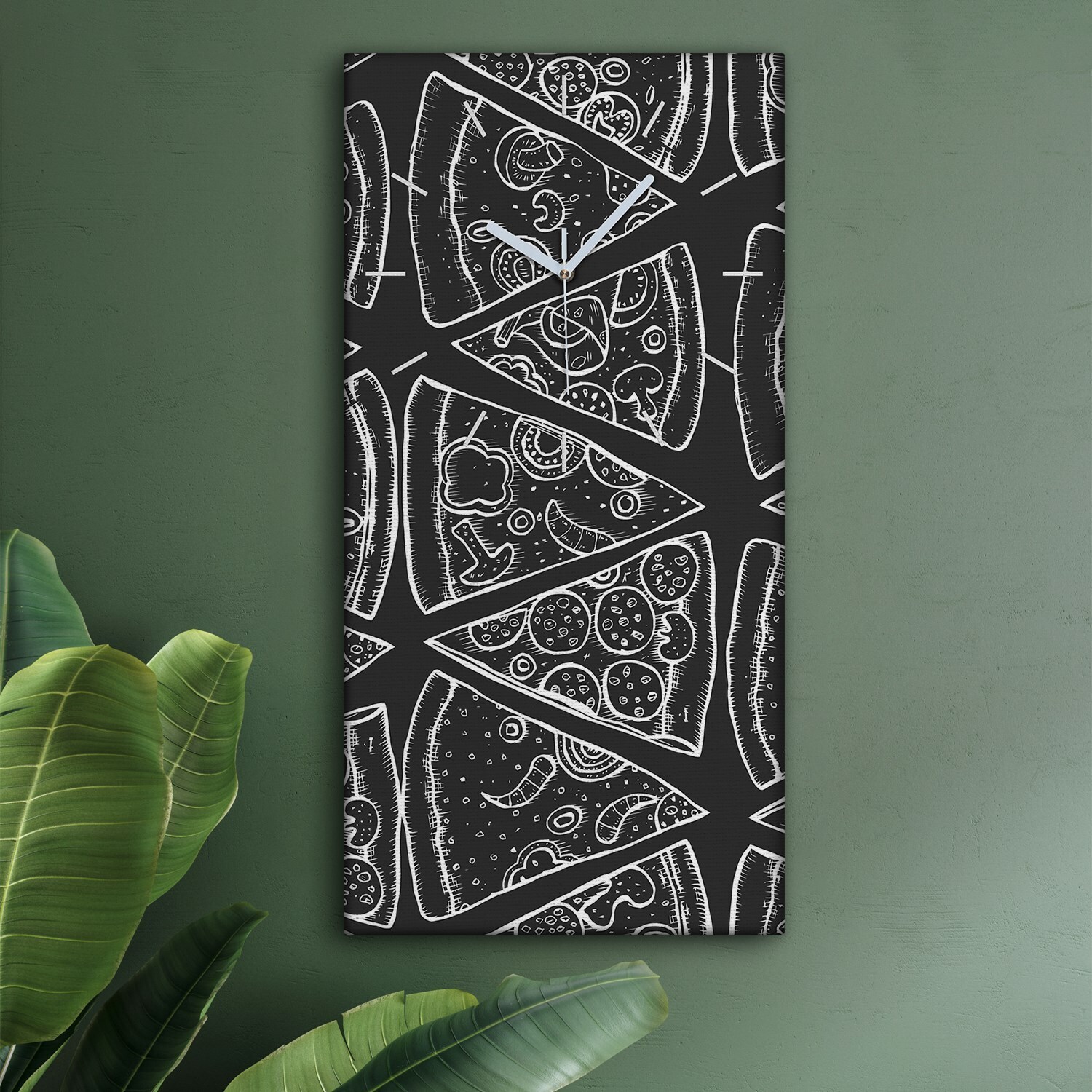 tulup Wohnzimmer Leinwand Uhr Geräuschlos Küche 30x60 Pizza, Italy, Motive, Restaurant, weiße Zeiger zck-30x60-b-203500344