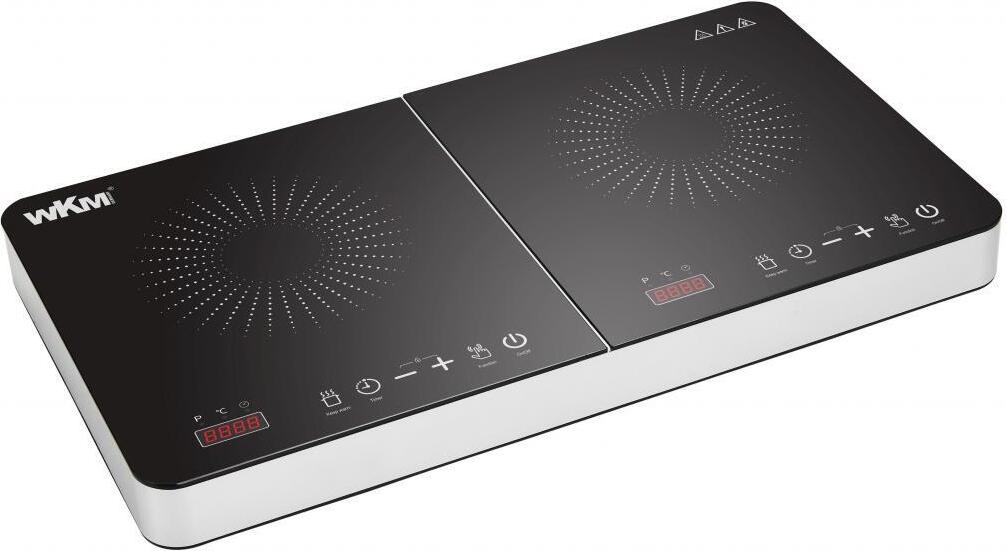 WKM Dvojitá indukčná varná doska Varné dosky 2000W+1500W DIC-3500.2 čierna/strieborná farba