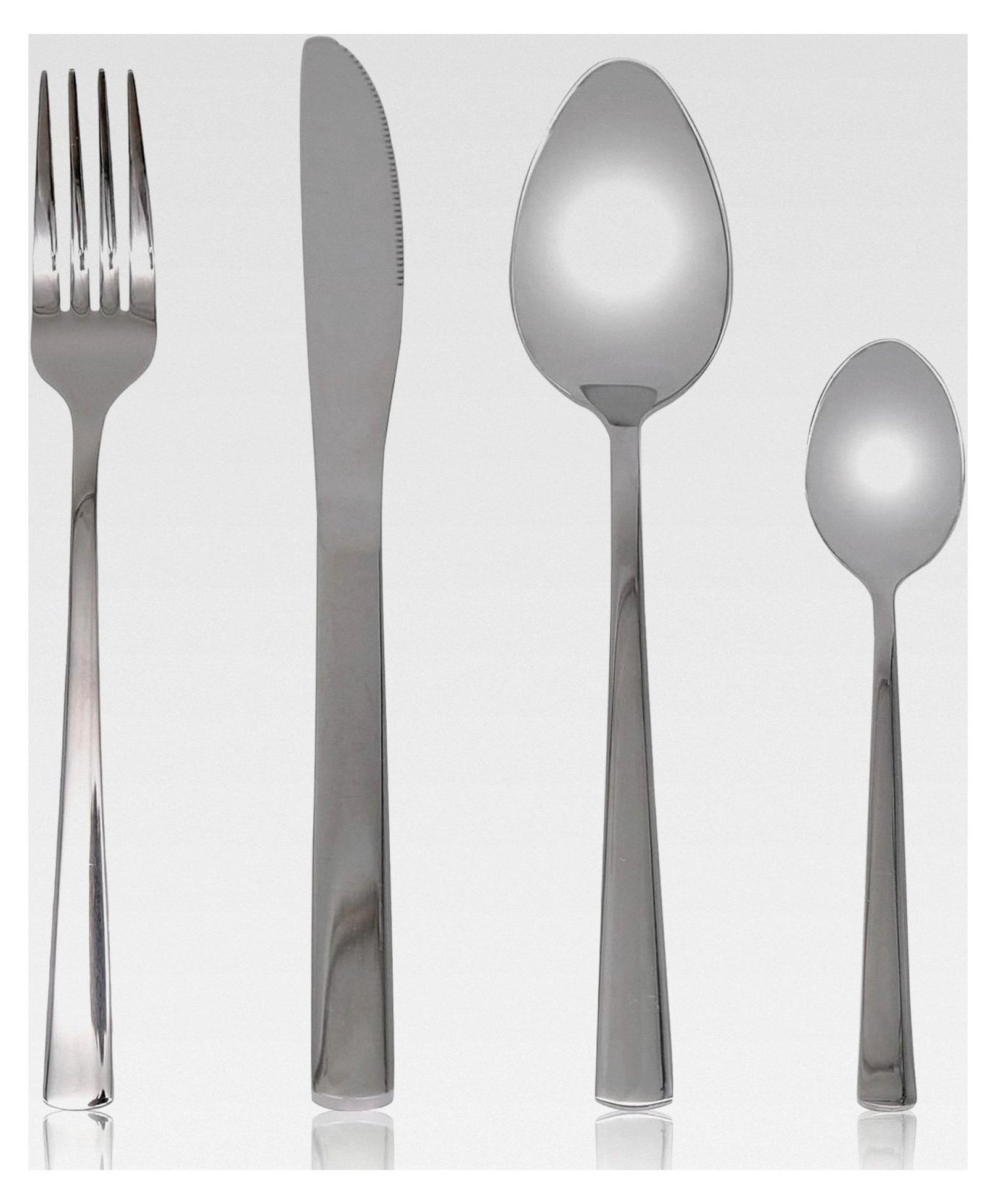 Markenlos Essbesteck Set für 1 Person, 4-teiliges Besteckset aus Edelstahl, Tafelbesteck mit Messer, Gabel und Löffel, polierte Besteck für Familie, Party, Restaurant und Hotel, Silber